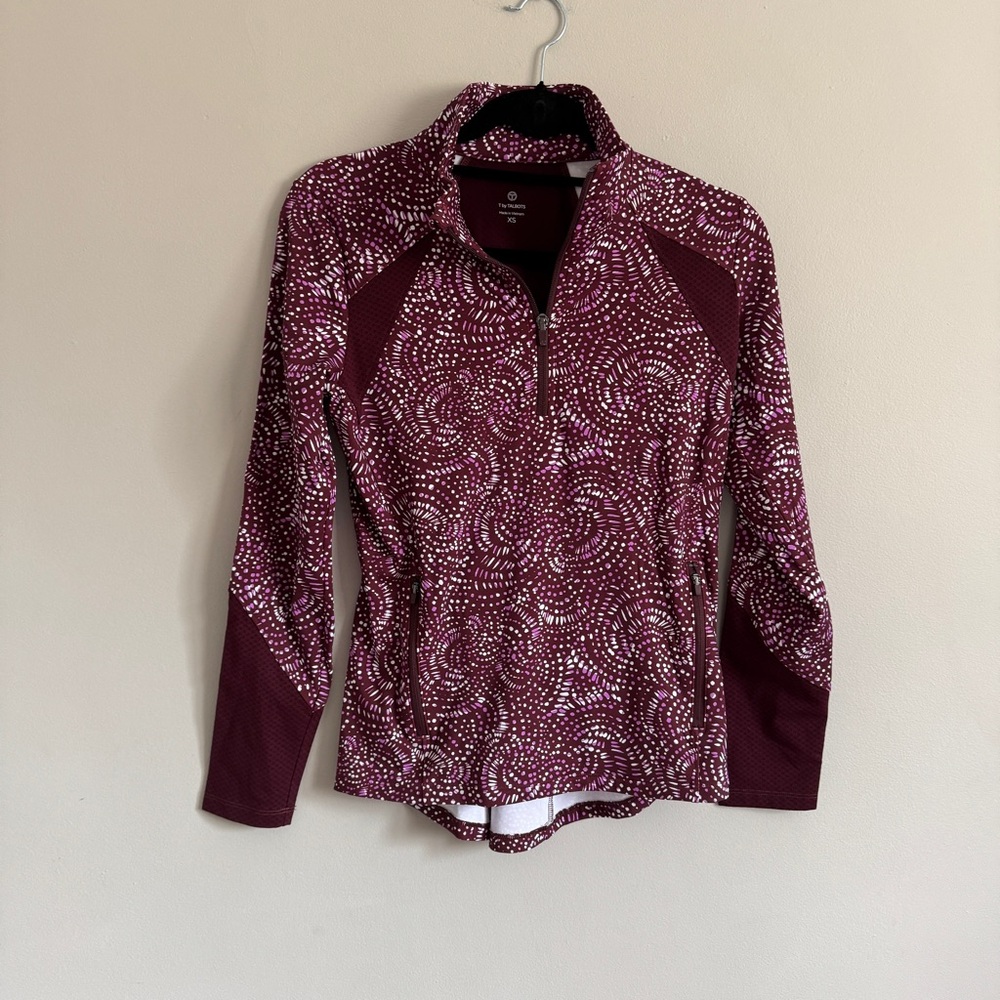 Talbots half zip burgundy performance pullover XS breathable mesh pockets